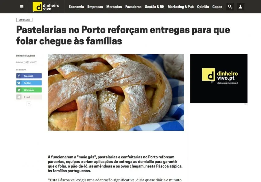 Bakeries in Porto boost deliveries so that the folar can reach families